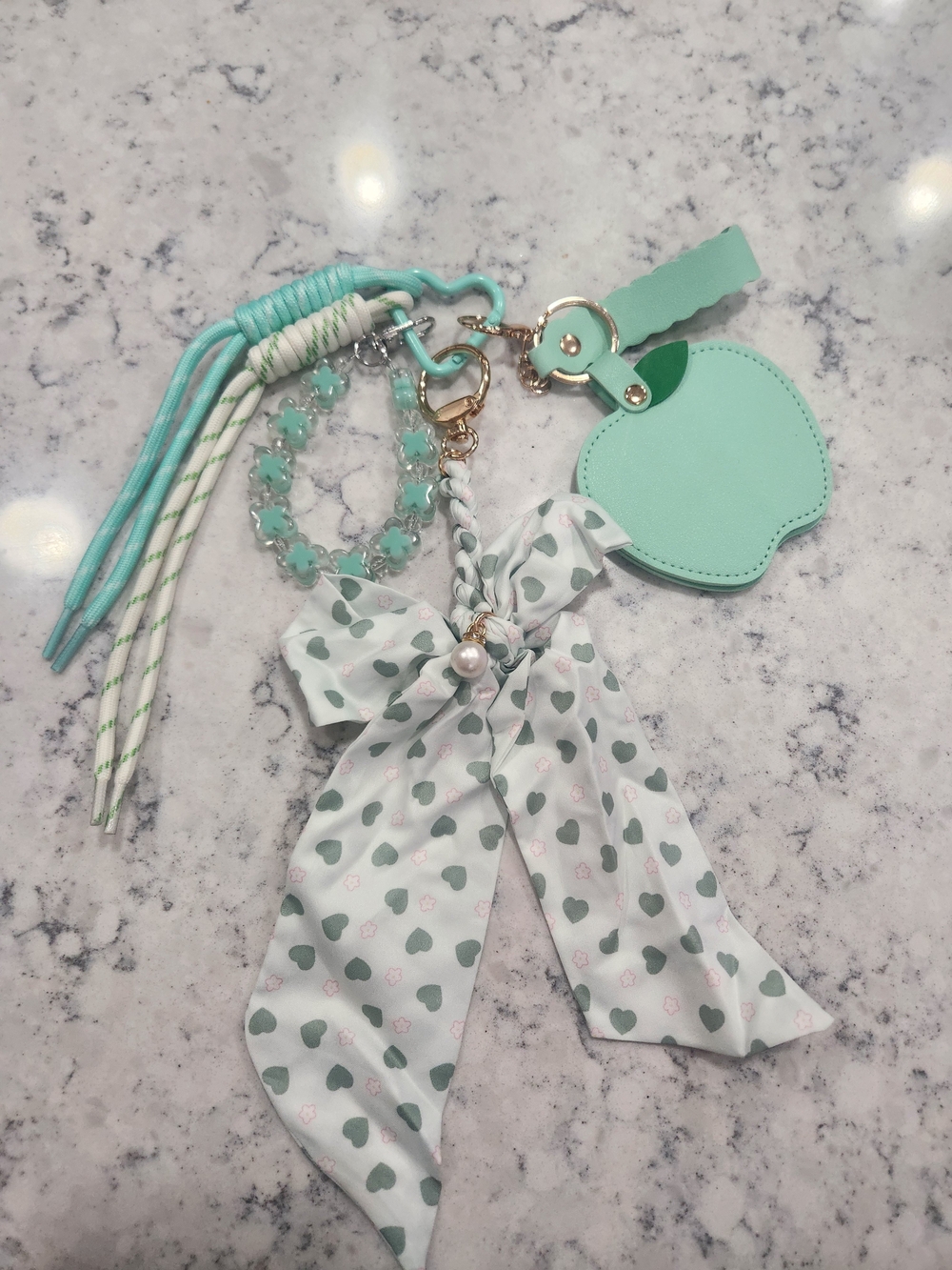 Mint Green Apple Keychain Charm